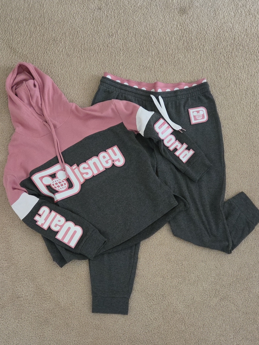 Walt Disnet World Pink & Gray Jogger Hoodie Set XL